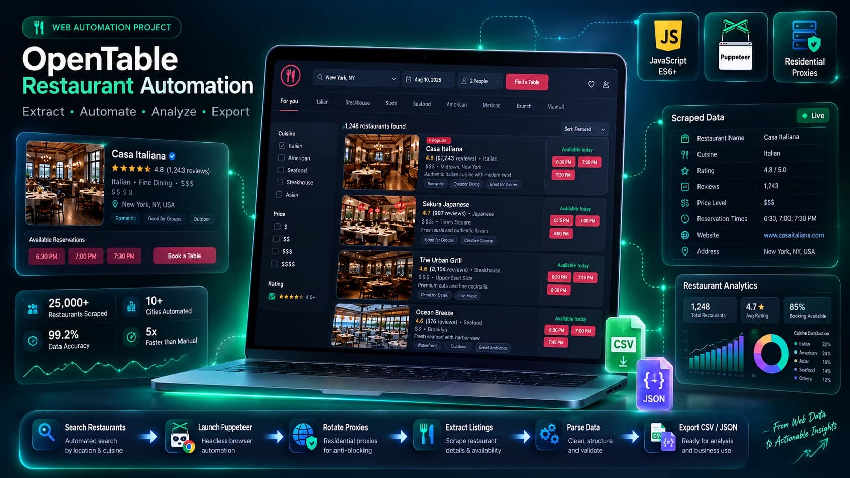 Restaurant availability data dashboard